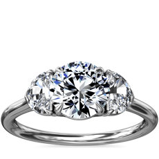 Three-Stone Half-Moon Sidestone Diamond Engagement Ring in Platinum (1/2 ct. tw.)